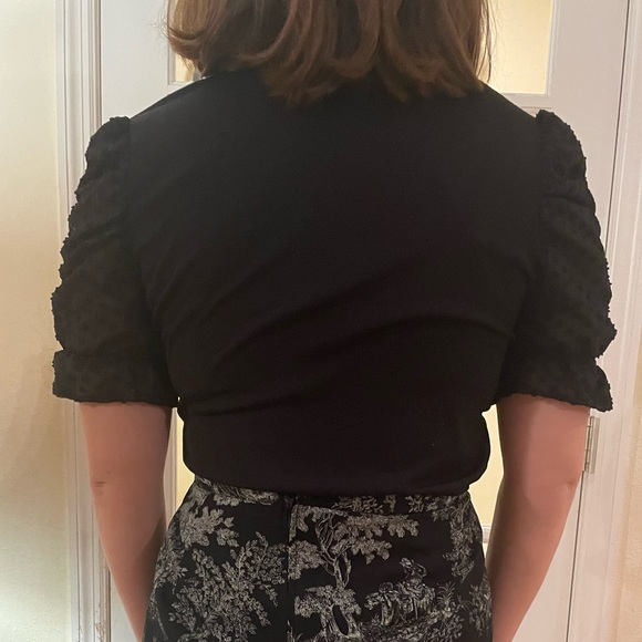 Blu Pepper Women’s Black Puff Sleeve Blouse Size Large - Picture 2 of 3